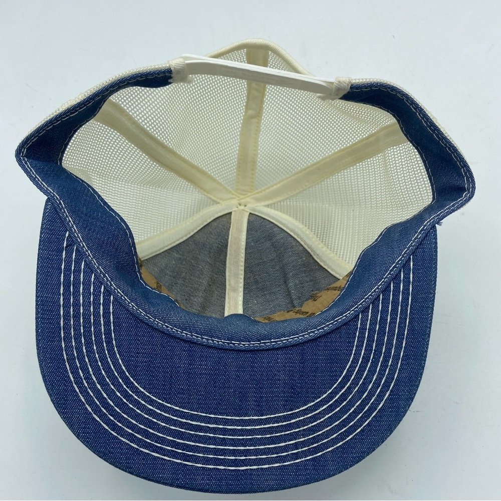 2 Vintage NBC Sports Patch Snapback Hat Trucker Mesh Cap USA K-Brand Denim/Navy - Picture 4 of 7